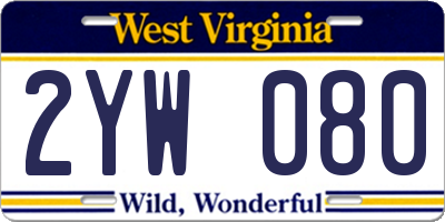 WV license plate 2YW080