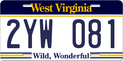 WV license plate 2YW081