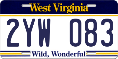 WV license plate 2YW083