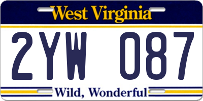 WV license plate 2YW087