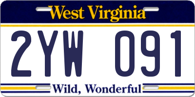 WV license plate 2YW091