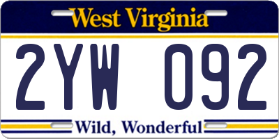 WV license plate 2YW092