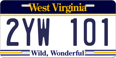 WV license plate 2YW101