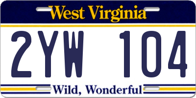WV license plate 2YW104