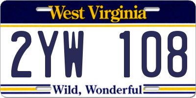 WV license plate 2YW108