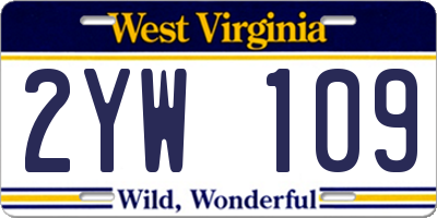 WV license plate 2YW109