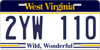 WV license plate 2YW110