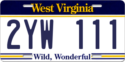 WV license plate 2YW111