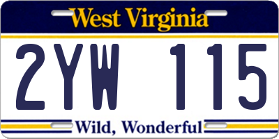 WV license plate 2YW115