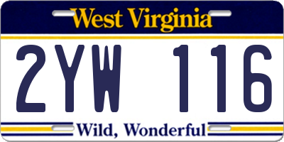 WV license plate 2YW116