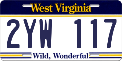 WV license plate 2YW117