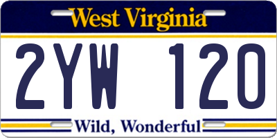 WV license plate 2YW120