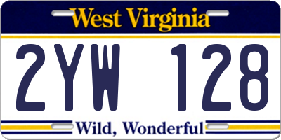 WV license plate 2YW128