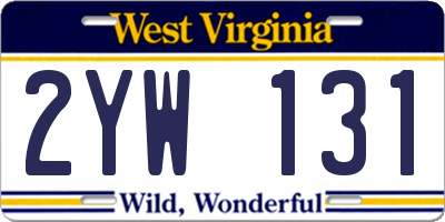 WV license plate 2YW131