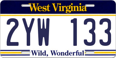 WV license plate 2YW133