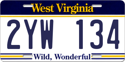 WV license plate 2YW134