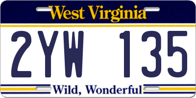WV license plate 2YW135