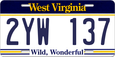 WV license plate 2YW137