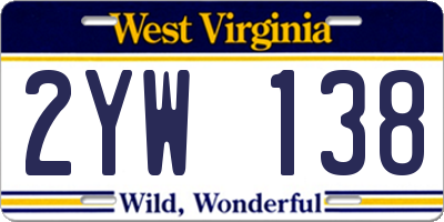 WV license plate 2YW138