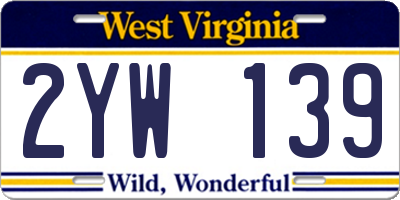 WV license plate 2YW139