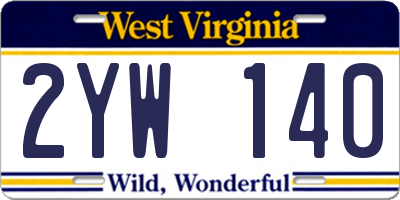 WV license plate 2YW140