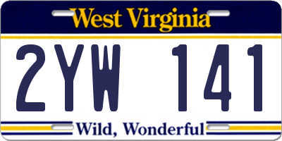 WV license plate 2YW141
