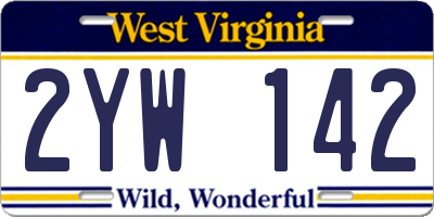 WV license plate 2YW142