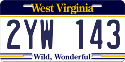 WV license plate 2YW143