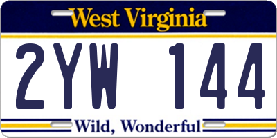WV license plate 2YW144