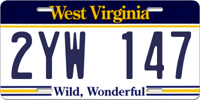 WV license plate 2YW147