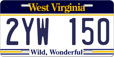 WV license plate 2YW150