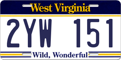 WV license plate 2YW151