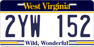 WV license plate 2YW152