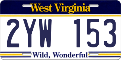 WV license plate 2YW153
