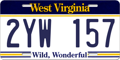 WV license plate 2YW157