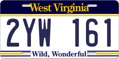 WV license plate 2YW161