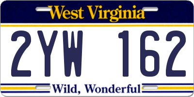 WV license plate 2YW162