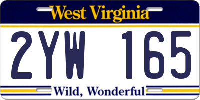 WV license plate 2YW165