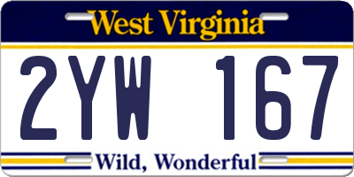 WV license plate 2YW167