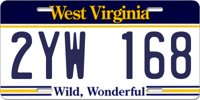 WV license plate 2YW168