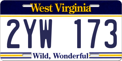 WV license plate 2YW173