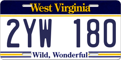 WV license plate 2YW180