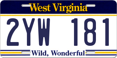 WV license plate 2YW181