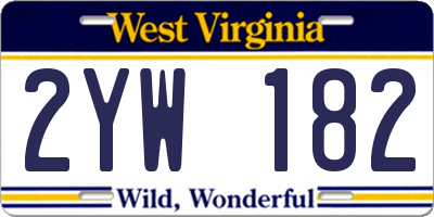 WV license plate 2YW182