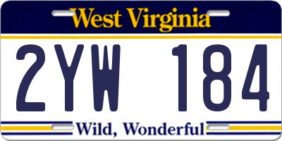 WV license plate 2YW184