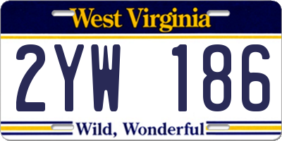 WV license plate 2YW186