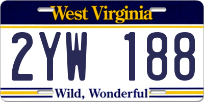 WV license plate 2YW188