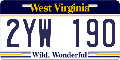 WV license plate 2YW190