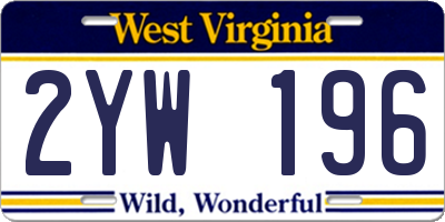 WV license plate 2YW196