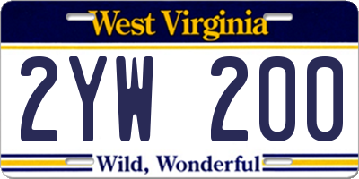 WV license plate 2YW200